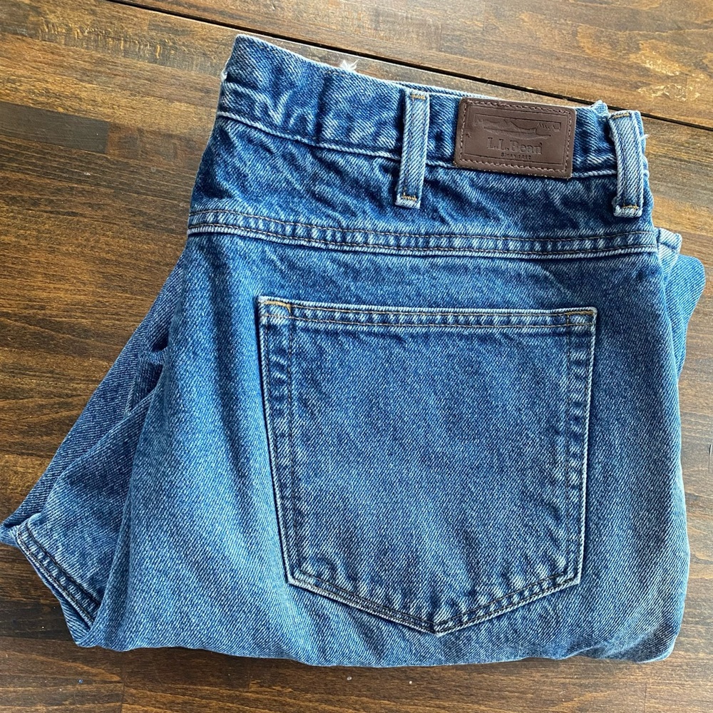 LL Bean Flannel Lined Jeans Mens 38x34 Blue Denim Double L Relaxed Fit 0JW80 VTG